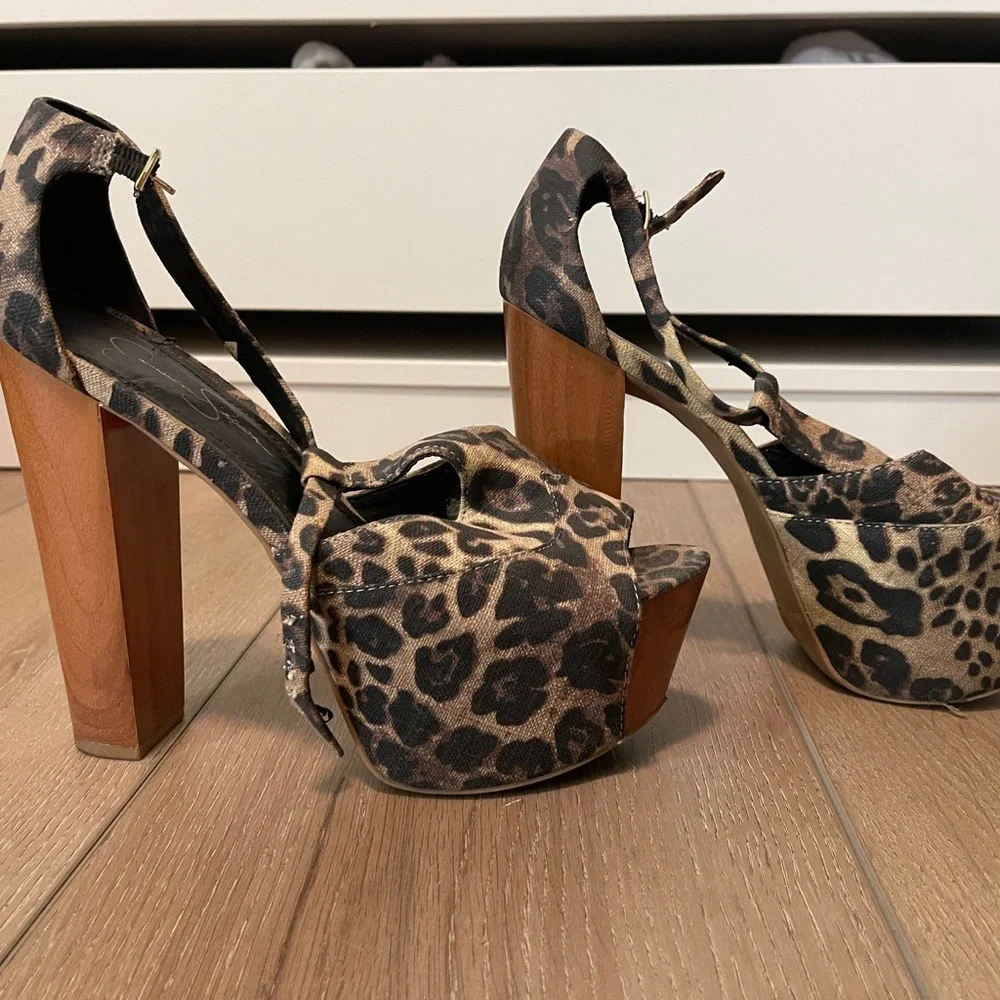 Leopard Print Platform High-Heel Sandals - Brown